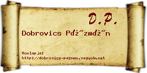 Dobrovics Pázmán névjegykártya